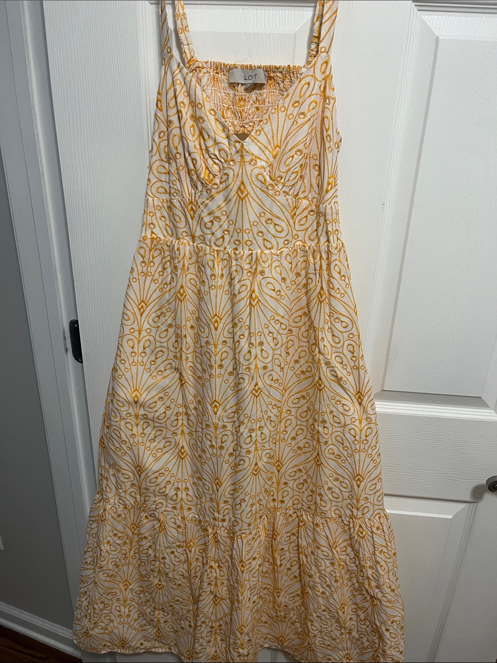 LOFT Yellow and White Printed Maxi Dress